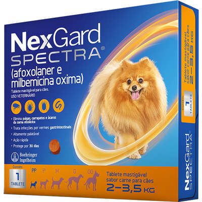 Nexgard Spectra Antipulgas e Carrapatos para cães de 7,6 a 15KG - 1 TABLET