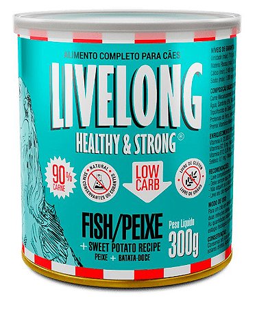 Alimento Úmido Lata Livelong Cães sabor Peixe 300g