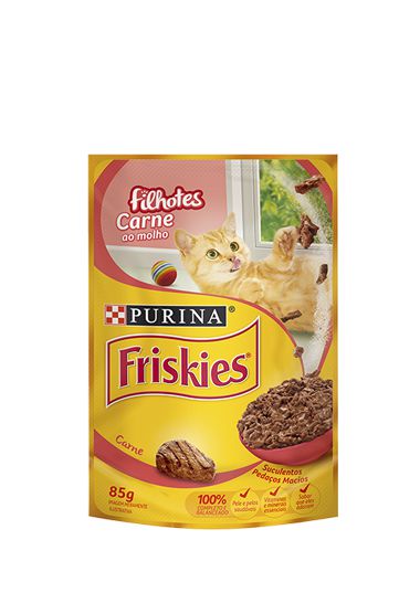 Ração Nestlé Purina Friskies Sachê Carne ao Molho para Gatos Filhotes - 85g