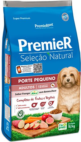 Ração Premier Pet Seleção Natural Cães Adultos Raças Pequenas Frango Korin com Batata Doce