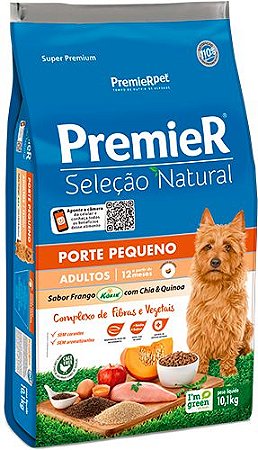 Ração Seca Premier Seleção Natural Porte Pequeno Adulto sabor Frango com Chia e Quinoa