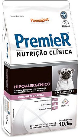 Ração Seca Premier Nutrição Clínica Porte Pequeno Adulto Hipoalergênico sabor Cordeiro e Arroz