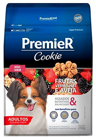 Cookie Premier Cães Adultos Porte Pequeno sabor Frutas Vermelhas e Aveia 250g