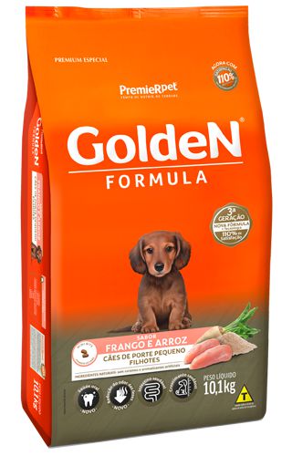 Ração Seca Golden Fórmula Cães Filhotes Porte Pequeno sabor Frango e Arroz