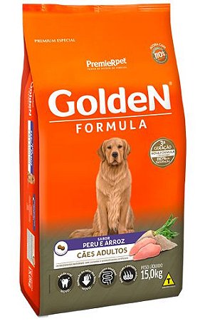 Ração Seca Golden Fórmula Cães Adultos sabor Peru e Arroz 15kg