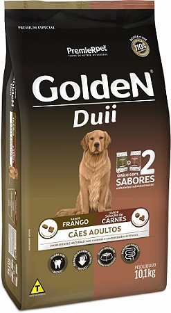 Ração Seca Golden Fórmula Duii Cães Adultos sabor Frango e Seleção de Carnes 10,1kg