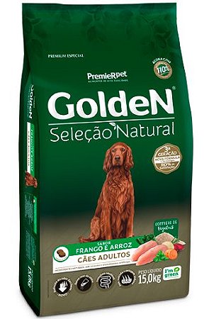 Ração Seca Golden Seleção Natural Cães Adultos sabor Frango e Arroz