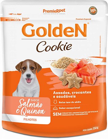Cookie Golden Cães Filhotes sabor Salmão e Quinoa 350g