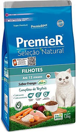 Ração Seca Premier Seleção Natural Gatos Filhotes sabor Frango 1,5kg