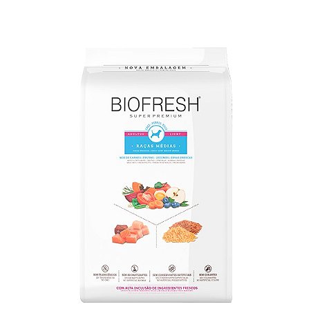 Ração Seca Biofresh Cães Adultos Light Raças Médias sabor Mix de Carnes