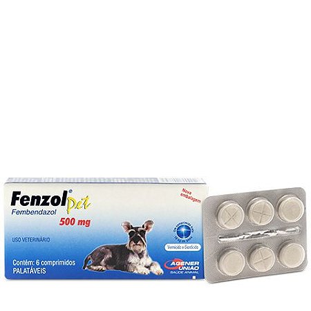 Vermífugo Agener União Fenzol Pet 500mg 6 Comprimidos