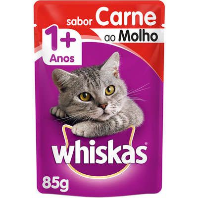 Ração Úmida Whiskas Sachê Carne ao Molho para Gatos Adultos - 85g
