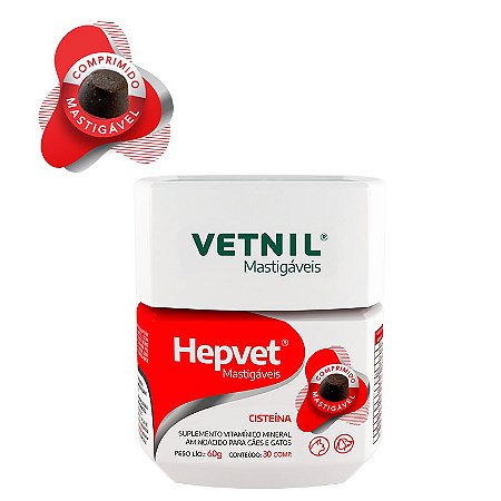 Suplemento Vetnil Hepvet Mastigáveis 30 Comprimidos
