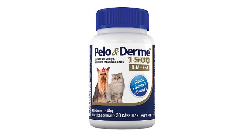 Suplemento Vetnil Pelo & Derme 1500 DHA + EPA