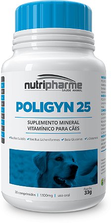 Suplemento Nutripharme Poligyn 25 1100mg para Cães 30 Comprimidos