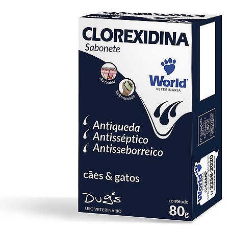 Sabonete Dermatológico World Veterinária Clorexidina 80g