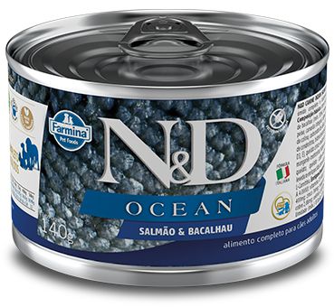 Alimento Úmido Lata N&D Canine Ocean Adult sabor Salmão e Bacalhau 140g