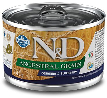 Alimento Úmido Lata N&D Canine Ancestral Adult sabor Cordeiro e Blueberry 140g