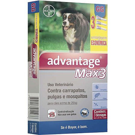 Antipulgas e Carrapatos Elanco Bayer Advantage Max 3 GG 4,0ml para Cães Acima de 25kg