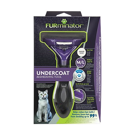 Rasqueadeira Furminator Médio e Grande para Gatos de Pelo Curto