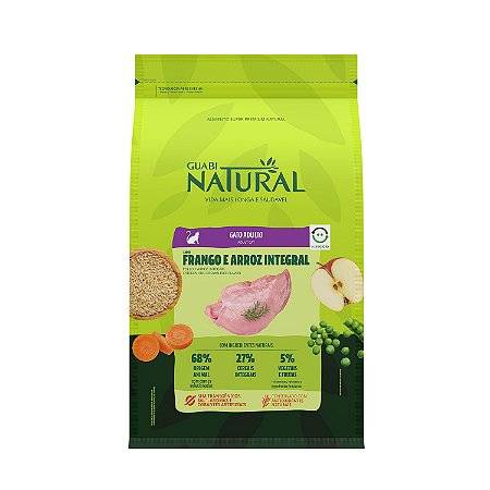 Ração Seca Guabi Natural Gatos Adultos sabor Frango e Arroz Integral