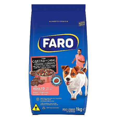 Ração Seca Faro para Cão Adulto de Porte Pequeno sabor Cozido de Carne, Fígado e Cereais
