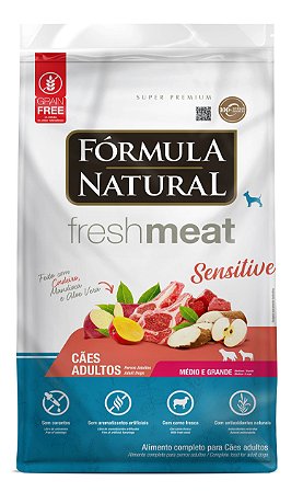 Ração Seca Fórmula Natural  Fresh Meat Cães Adultos Porte Médio e  Grande Sensitive sabor Cordeiro 12kg
