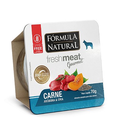 Ração Úmida Fórmula Natural Fresh Meat Gourmet para Cães Adultos sabor Carne, Abóbora e Chia 70g