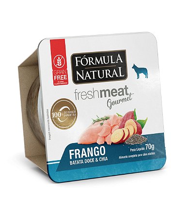 Ração Úmida Fórmula Natural Fresh Meat Gourmet para Cães Adultos sabor Frango, Batata Doce e Chia 70g