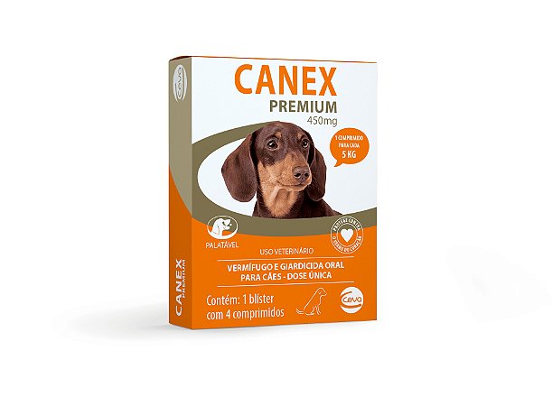 Vermífugo Ceva Canex Premium 450mg 5kg 4 Comprimidos