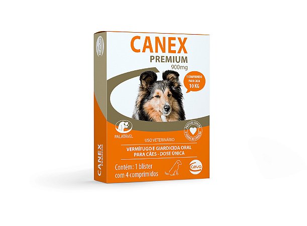 Vermífugo Ceva Canex Premium 900mg para Cão de 10kg com 4 Comprimidos