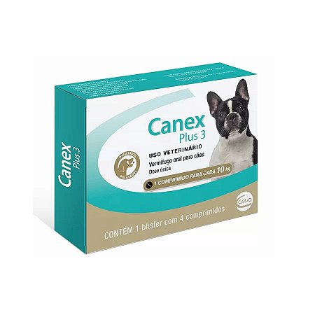 Vermífugo Ceva Canex Plus 3 10kg 4 Comprimidos