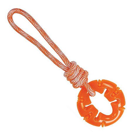 Brinquedo Jambo Orange e Blue Treat Ring Rope Laranja 32cm