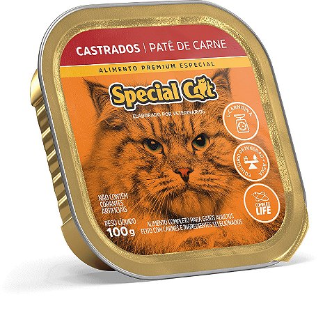 Alimento Úmido Patê Special Cat Castrado sabor Carne 100g