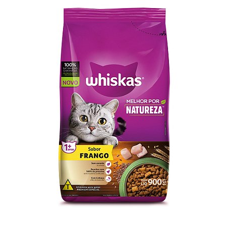 Ração Seca Whiskas Melhor por Natureza Gatos Adultos sabor Frango
