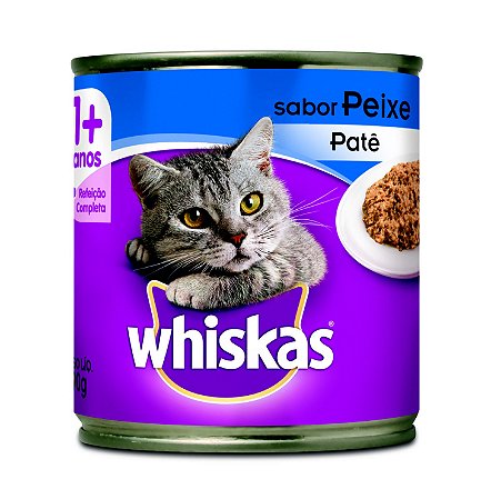 Alimento Úmido Lata Whiskas Gatos Adultos 1+ sabor Peixe ao Patê 290g