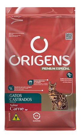 Ração Seca Origens Gato Castrado sabor Carne