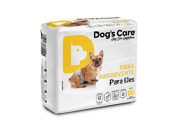 Fralda Faixa Higiênica Dog's Care Cães Machos 6 Unidades