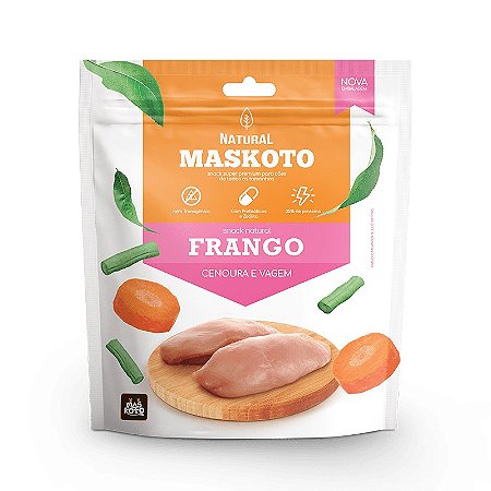 Petisco Natural Maskoto Frango Cães sabor Frango, Cenoura e Vagem