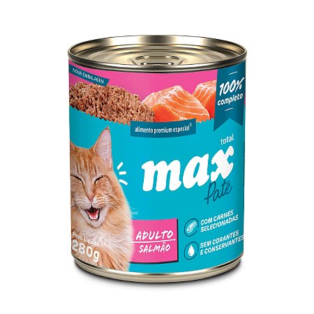 Alimento Úmido Lata Patê Max Cat Adultos sabor Salmão 280g