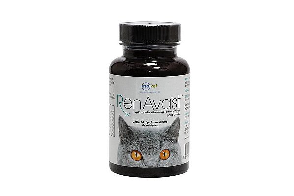 Suplemento Alimentar Inovet RenAvast Gato 300mg 60 Cápsulas