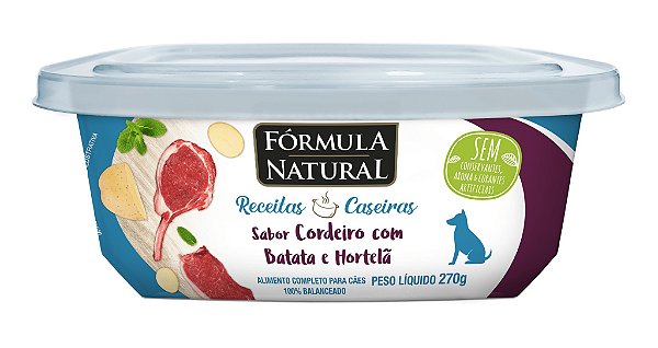 Alimento Úmido Fórmula Natural Receitas Caseiras Cão Adulto sabor Cordeiro Com Batata E Hortelã 270g