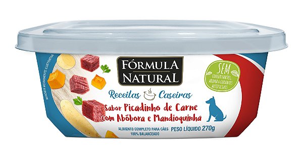 Alimento Úmido Fórmula Natural Receitas Caseiras Cão Adulto sabor Picadinho De Carne Com Abóbora E Mandioquinha 270g