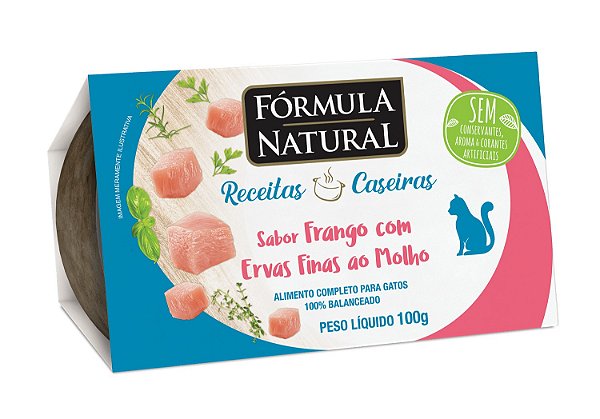 Alimento Úmido Fórmula Natural Receitas Caseiras Gato Adulto sabor Frango com Ervas Finas ao Molho 100g