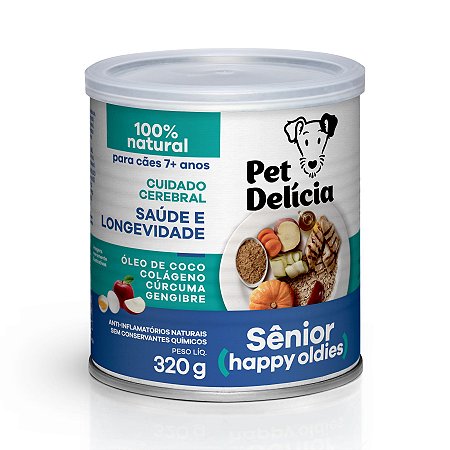 Alimento Úmido Lata Pet Delícia Cuidados Especiais Cães Sênior 7+ 320g