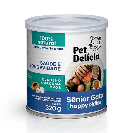 Alimento Úmido Lata Pet Delícia Cuidados Especiais Gatos Sênior 7+ 320g