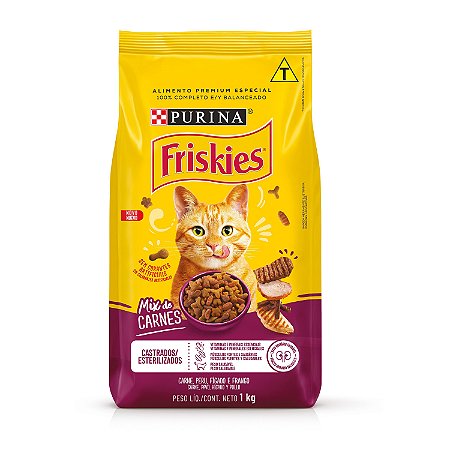 Ração Seca Friskies Gatos Castrados sabor Mix de Carnes