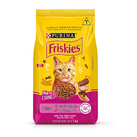 Ração Seca Friskies Gatos Adultos sabor Mix de Carne