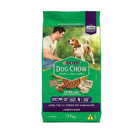 Ração Seca Dog Chow Cão Adulto 7+ sabor Frango e Arroz