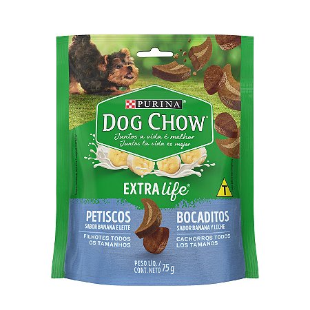 Petisco Dog Chow Cão Filhote sabor Banana e Leite 75g
